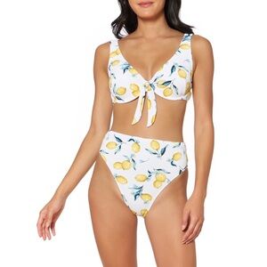 Jessica Simpson LEMONS bikini size LD underwire top & high waisted bottom size L